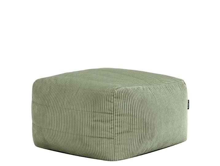 Pouf repose-pieds modulable en velours côtelé vert sauge