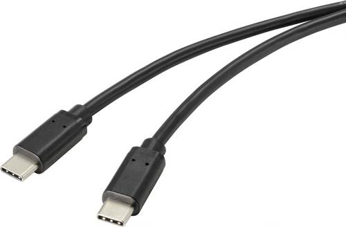 Renkforce USB-Kabel USB 2.0 USB-C Stecker 1.00m Schwarz mit antimikrobieller Oberfläche RF-4716840