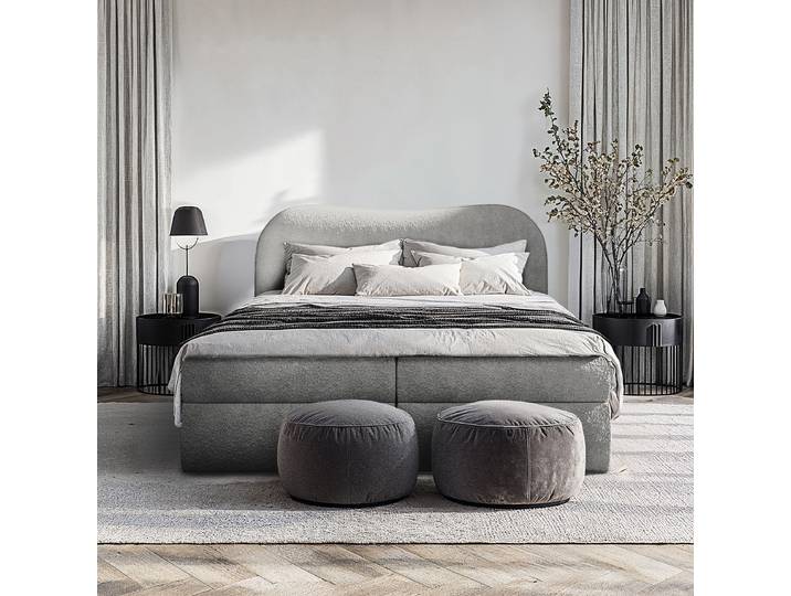 Boxspringbett 140 x 200cm Teddystoff Morera Grau