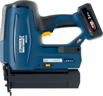 Rapid BNX50 Akku-Nagler Set, LED-Arbeitsleuchte, Einzel- oder Kontaktauslösung, Nageltiefenregulierung, inkl. Bosch Akku