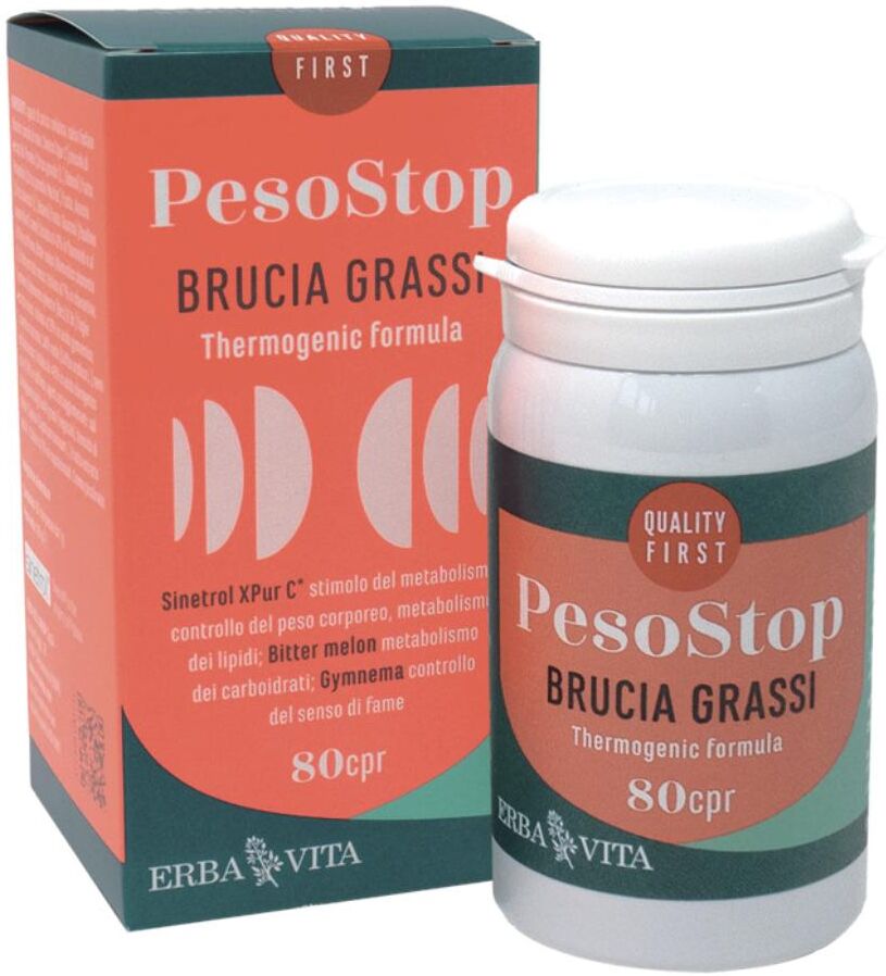 Erba Vita PesoStop Brucia Grassi 80 Compresse - Integratore per Dimagrimento