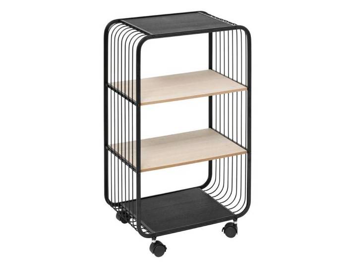 Étagère 3 niveaux en métal et bois beige