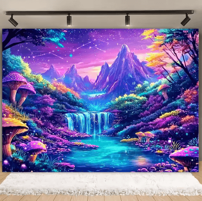Inspire Picks VIKAMA Fantasy Forest Glow Tapestry Blacklight Wall Decor For Dreamy Spaces wh 4615 180x235cm(5.9x7.7ft