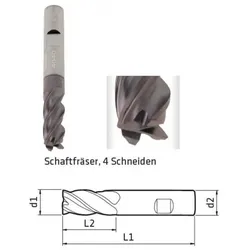 Elmag, Fräser, - Schaftfräser DM 12mm, 4-Schneiden TITANALUMINIUMNITRID für Werkstoffe bis 1200 N/mm2 Zugfest