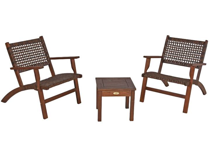 Balkonset GARDEN PLEASURE Sonora , braun (dunkelbraun, dunkelbraun, dunkelbraun), Kunststoff, Massivholz, Sitzmöbel-Sets, Balkonset, Teak-Look