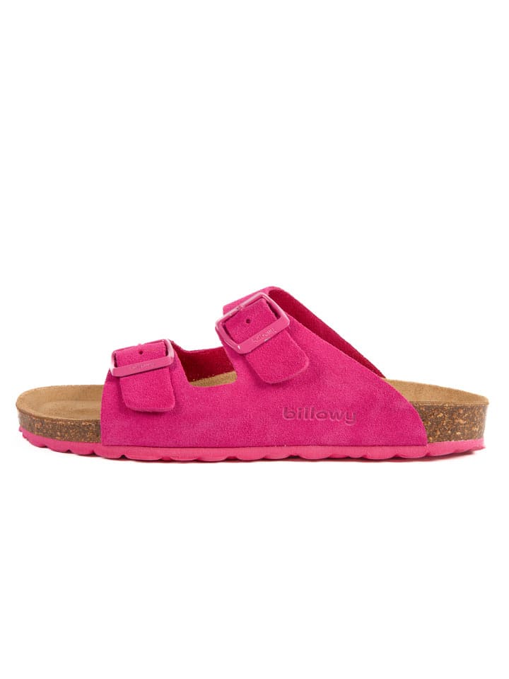 billowy Leder-Pantoletten in Fuchsia - 39
