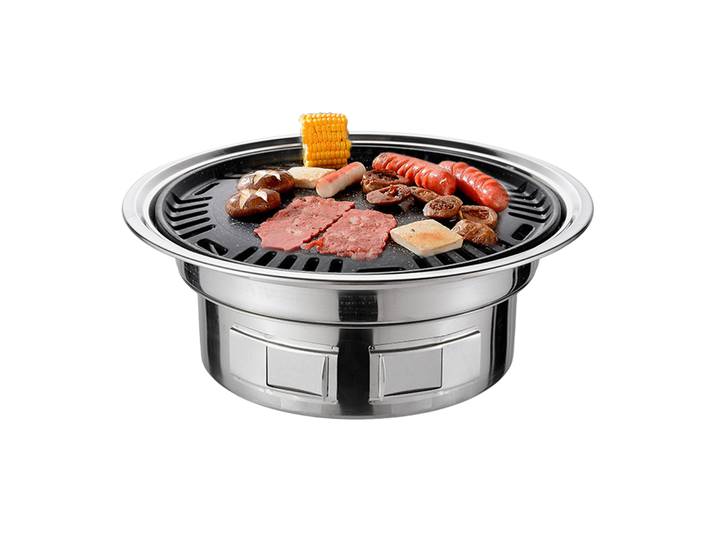 Barbecue multifonctionnel coréen, charbon de bois, poêle de camping rond, fumoir britannique, filet grillé, 13 pouces