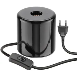 ledscom.de Tischlampe TIPO, Schalter, Porzellan, schwarz, 1x E27 max. 300W