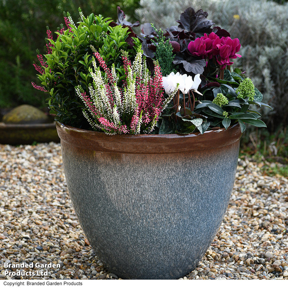 Garden Gear Plastic Indoor / Outdoor Pot Planter Blue 34cm H X 39.5cm D