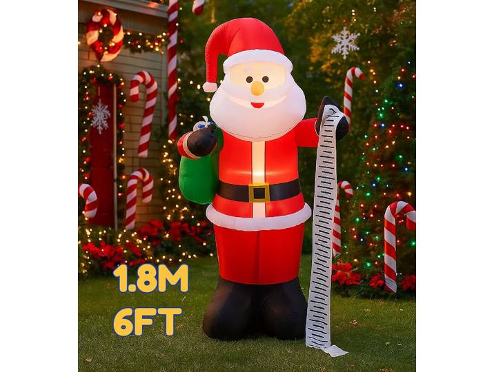 Décorations de noël gonflables de 6 pieds, sac cadeau du père noël, jouets, ornements de cour de maison avec décoration LED, fournitures de noël en plein air D