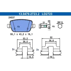 Bremsbelagsatz Scheibenbremse ATE 13.0470-2723.2 für Ford Mondeo IV Turnier