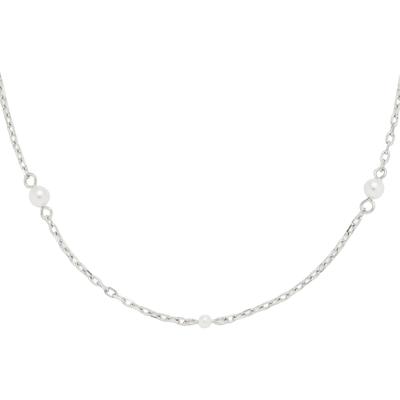 Kette ohne Anhänger CIAO BY LEONARDO "Halskette Navina CIAO", weiß (edelstahlfarben,, weiß), Halsketten, Damen, Edelstahl Perlen, L: 47 B: 1mm, Edelstahl, Perlen, mit Perle (imitiert), B:1mm