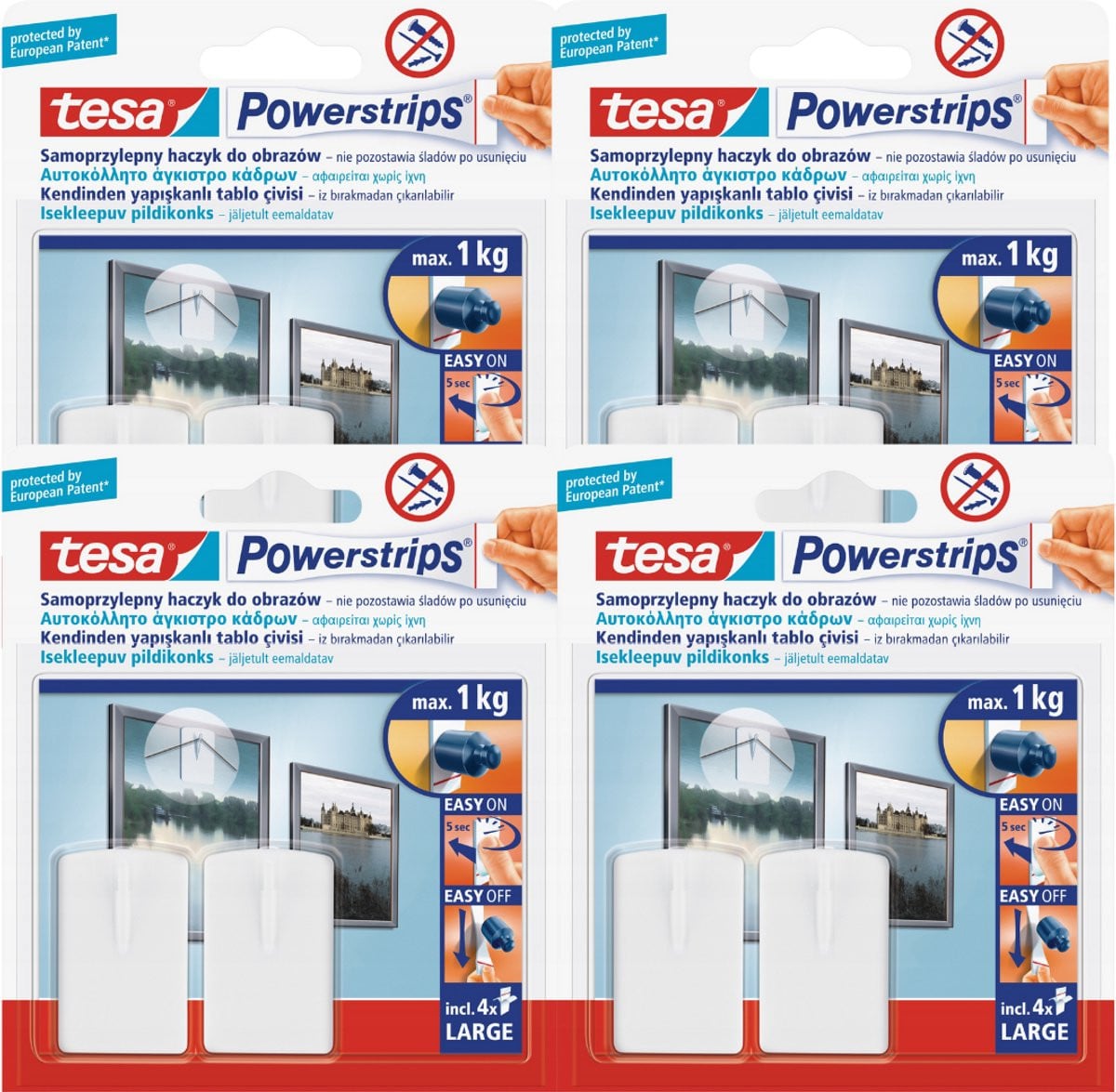 tesa Powerstrips Zelfklevende Haakjes Wit Herbruikbaar 1kg