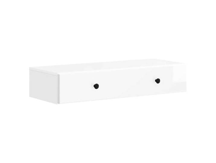 Makastle Wandmontierter Beistelltisch 87,5 x 34,5 x 17 cm Hochglanz Weiß Holzwerkstoff mit Schublade
