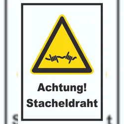 HB-Druck Achtung Stacheldraht A5 Rückseite selbstklebend Schild
