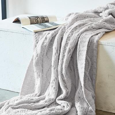 Inspired Deals Luxury Chenille Throw Blanket Soft Knitted Sofa & Couch Blanket For Home, Car & Winter Comfort grey Apricot