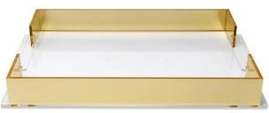 Vivience "Rectangle Acrylic Serving Tray with Gold Sides, 17.75""L x 11.75""W"