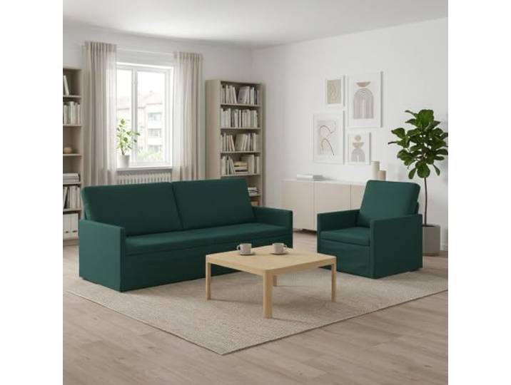 Sofa-Set 2 Stück Dunkelgrün Stoff Metallrahmen,Schaumstofffüllung,Kissen-Rücken,Polyesterstoff,pflegeleicht,klare Montageanleitung