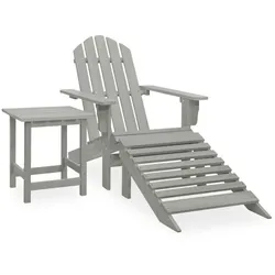 vidaXL Adirondack-Gartenstuhl mit Fußstütze & Tisch Tannenholz Grau