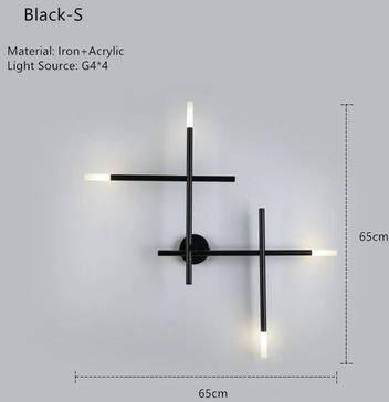 Uplifted Finds Nordic Line Art Wall Lamp   Modern Minimalist Cross Sconce   Creative LED Background Light For Bedside & Living Room black S cold Light