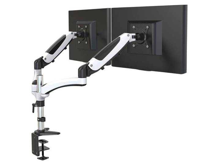 Mid.you Monitor-Halterung, Schwarz, Weiß, Metall, 66x34x32 cm, 360° drehbar, breitenverstellbar, höhenverstellbar, Büromöbel, Schreibtische, Schreibtischzubehör