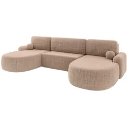 WOHNLANDSCHAFT mit Schlaffunktion und Bettkasten LIRA-U - 335x172x89 Dunkelbeige