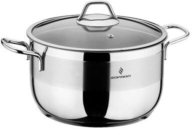 Sofram 18/10 Stainless Steel Deep Stock Pot w/ Glass Lid
