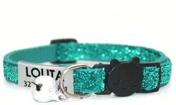 Uplift Treasures Customized Glitter Cat Collar With Bell light Green
