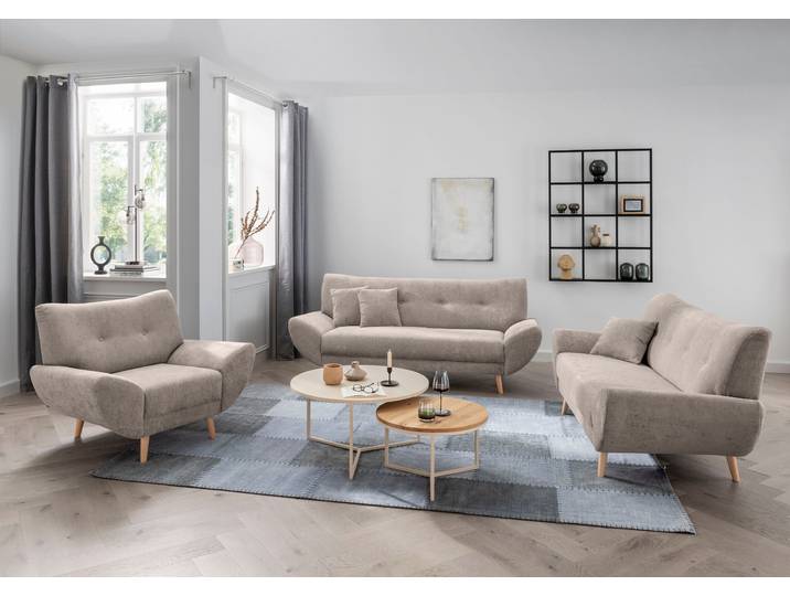 Polstergarnitur HOME AFFAIRE Basta , beige (taupe), H:82cm T:87cm, 100% Polyester, Sitzmöbel-Sets, Polstergarnitur