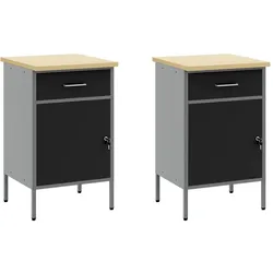 vidaXL, Werkbank + Arbeitsbock, 5-teiliges Arbeitszimmerschrank- und Lochplatten-Set Schwarz MDF und Metall (55 cm, 100 cm)