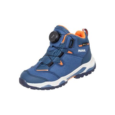 Wanderschuh MEINDL "Java Junior GTX (Boa)", Kinder, Gr. 35, blau (marineblau, orange), Obermaterial: 100% Rindnubukleder CNU., Schuhe Wanderschuh