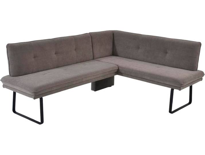 Eckbank K+W KOMFORT & WOHNEN, braun (hellbraun), B:207cm H:87cm T:157cm, Sitzbänke, Eckbank, Polstereckbank in Spitzkissenoptik, Sitz und Rücken gesteppt