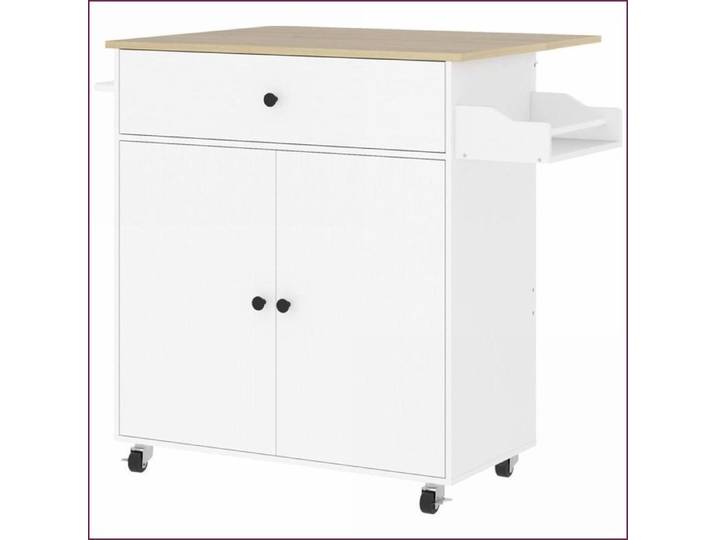 Iles de cuisine & Chariots - Chariot Rollant Plateau Pliable Rangements Blanc