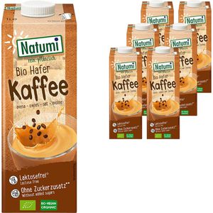 Natumi Haferdrink aus deutschem Hafer, Kaffee, BIO, ohne Zuckerzusatz, je 1 Liter, 6 Stück