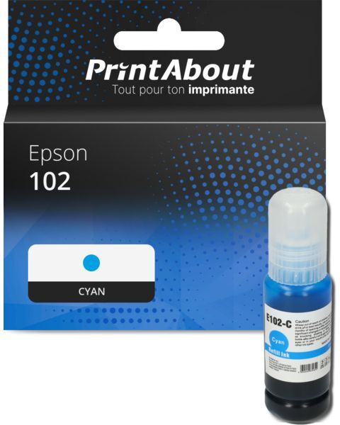 Cartouche PrintAbout compatible pour Epson 102 (T03R240) - Cyan