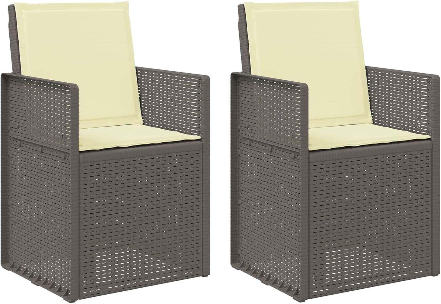 Klappbare Gartenstühle im 2er-Set, hellgrau/creme, 53x47x88,5 cm, aus PP, UV-beständig, modernes Design für Balkon, Terrasse und Garten