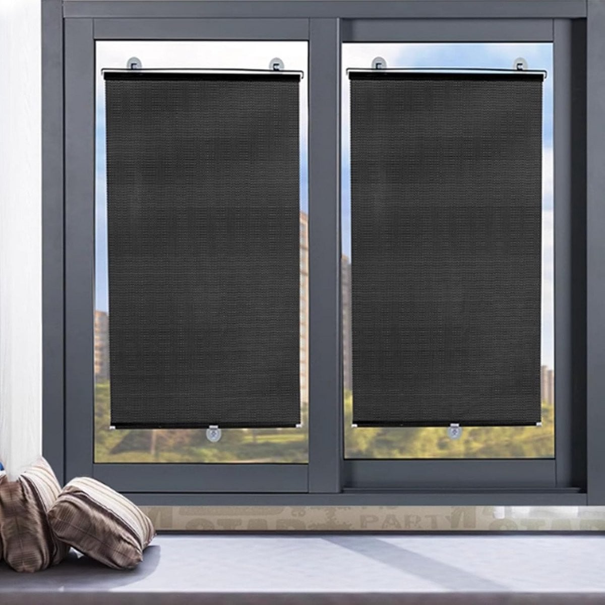 Verduisteringsrolgordijn met zuignappen voor privacy en UV-bescherming