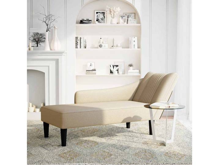 vidaXL Chaiselongue mit Rechter Armlehne Creme Stoff