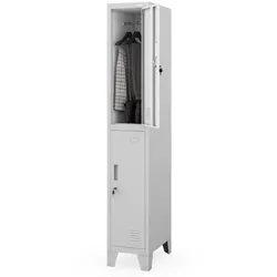 Jan Nowak Umkleideschrank Spind BARTEK 2 Abteile Etikettenhalter Lüftungsschlitze Umkleidespind Schließfachschrank Garderobenspind 172x29,2x45cm Grau