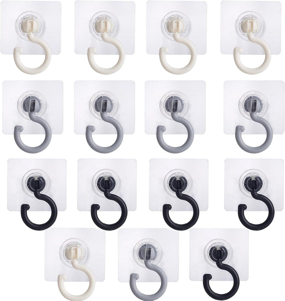 15 Stuks Zelfklevende Handdoekhaken, 360 Graden Draaiend, voor Badkamer, Keuken en Slaapkamer