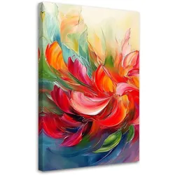 LEINWANDBILD Bunt Gemalt Abstrakt 70x100cm