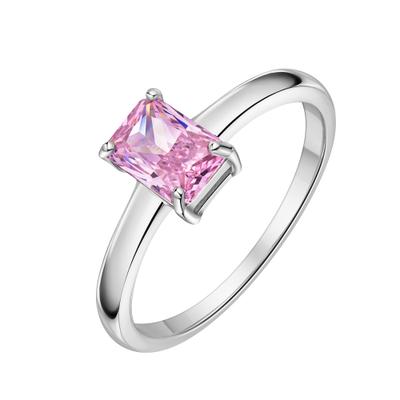 Fingerring FIRETTI "Schmuck Geschenk Silber 925 Damenring Ring Quadrat" Gr. 52, pink (silberfarben, pink), Fingerringe, Damen, 52, Silber 925 (Sterlingsilber), 2mm, Fingerring, mit Zirkonia (synth.)
