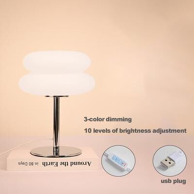 Discount Dollar Deals Table Lamp For Bedroom, USB Plug LED Mushroom Lamp, Living Room Ambient Lighting white