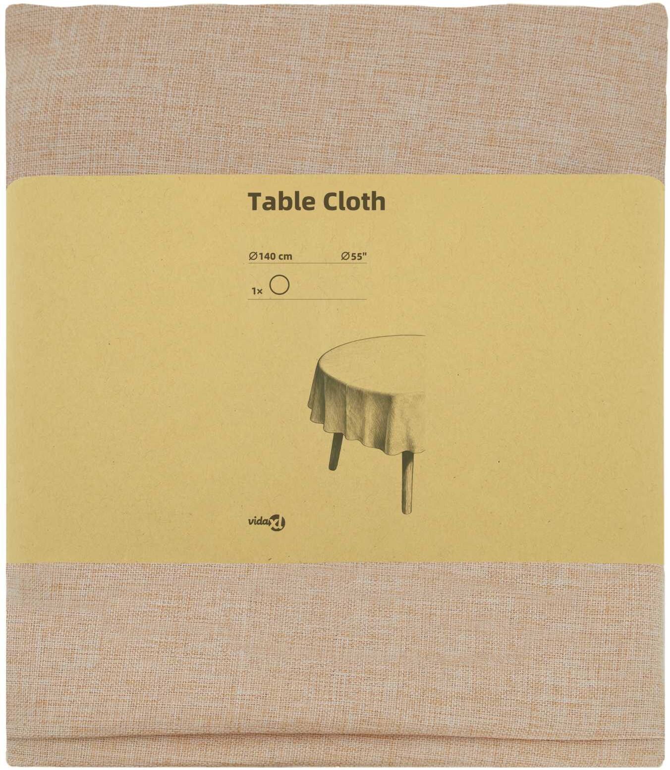 vidaXL Tissu de Table Beige Diam. 140 cm Rond