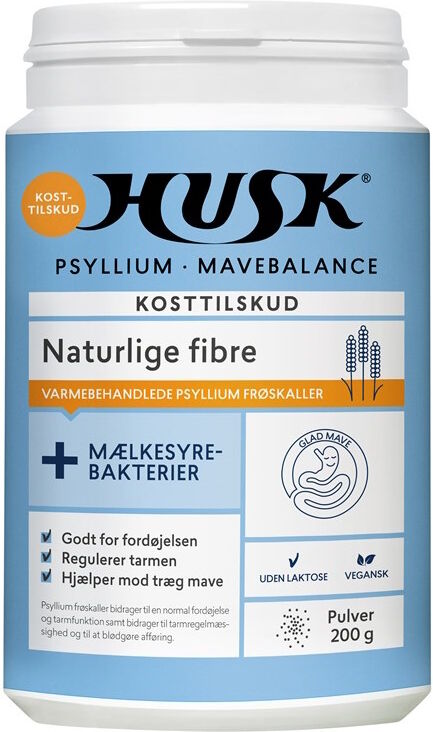 Husk Psyllium Mavebalance Mælkesyre Pulver Kosttilskud 200 g