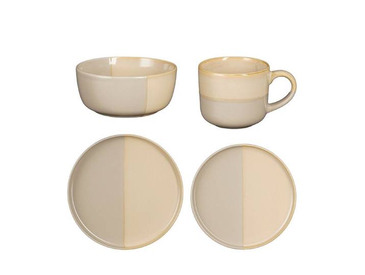 Mica Decorations Geschirr-Set Mica Decorations Ozzu Geschirrset grau 16 Stueck, Tonware