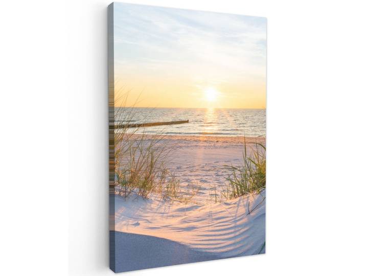 LEINWANDBILD Strand - Sonne - Düne - Gras - Sand - Horizont Wanddeko 40x60 cm