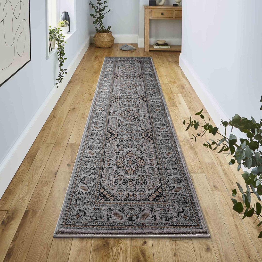 Langley Street Oriental Indoor / Outdoor Area Rug Gray Runner 80 x 300 cm