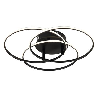 GLOBO LIGHTING Deckenleuchte "KOMBOS", schwarz (schwarz matt), Ø 45,6cm H: 9,4cm, 1 Stk., Leuchten, Deckenlampe Wohnzimmer-Leuchte Schlafzimmer-Leuchte Flur Küche, Deckenleuchte