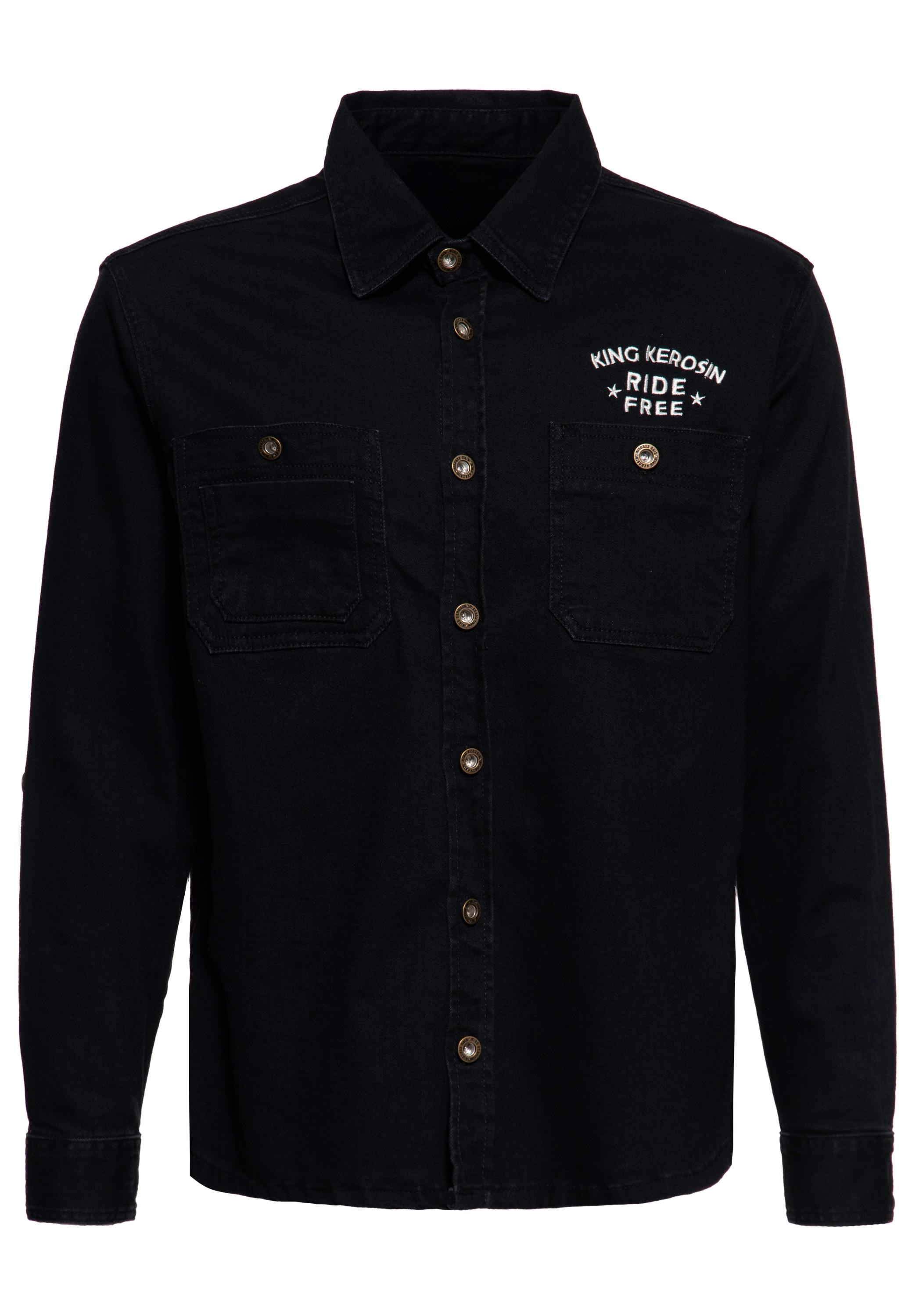 King Kerosin Herren Workwear Hemd Ride Free Live Free schwarz